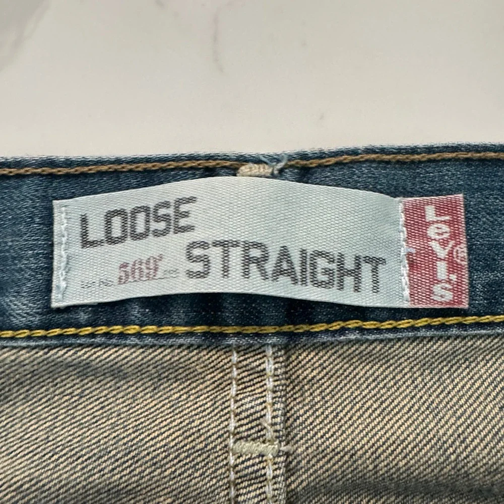 Levi's 569 Loose Straight Jeans Mens 36 Blue Medium Wash Denim Relaxed Fit‎